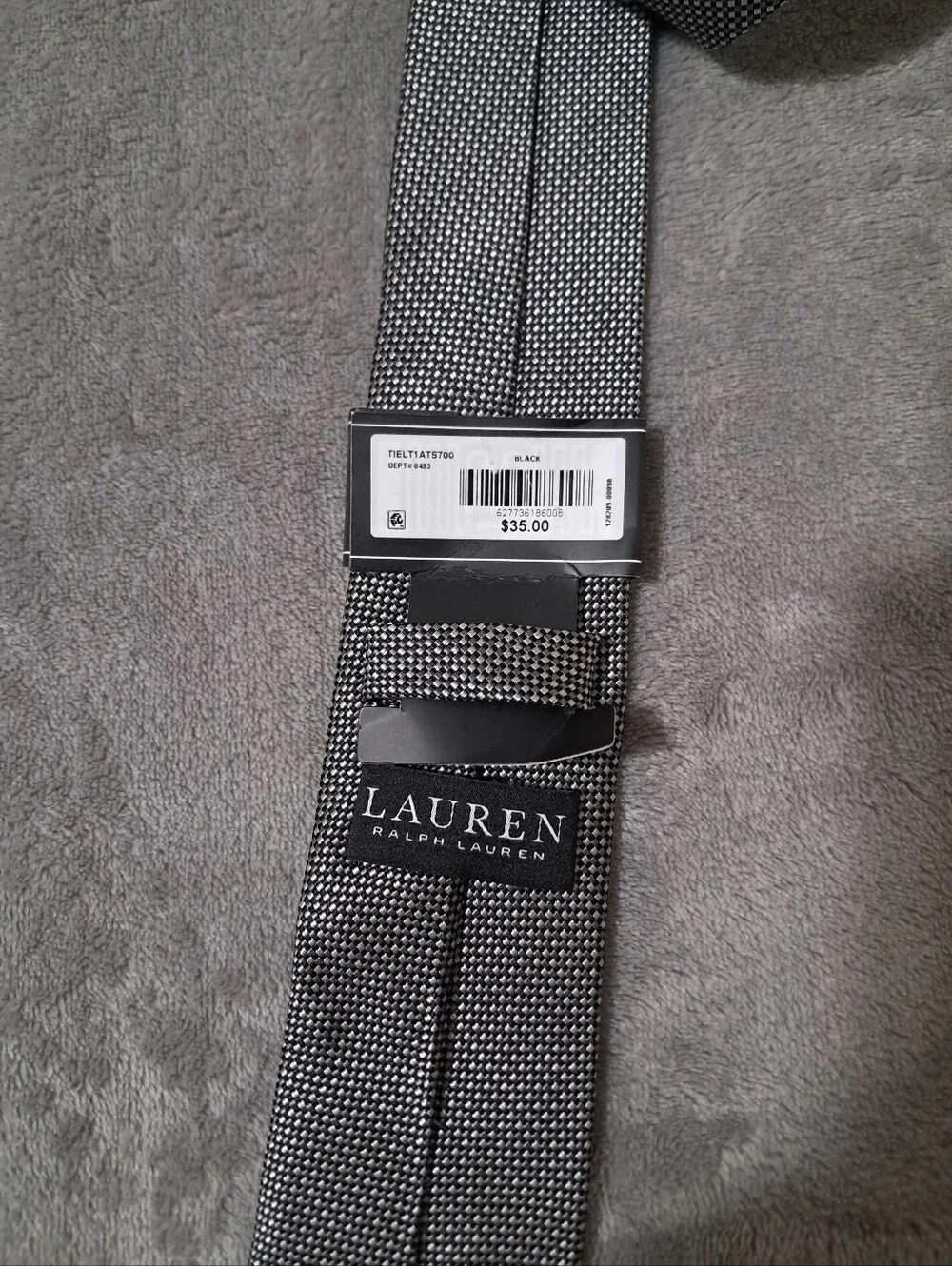 Lauren Ralph Lauren Men's Charcoal Micro-check Silk Blend Tie.